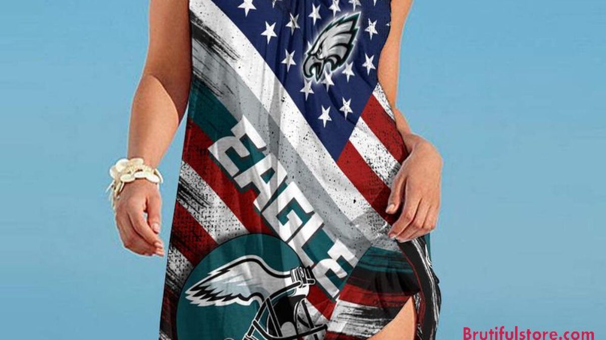 eagles jersey dress for women Philadelphia Eagles USA Independence Day Women's Summer Beach Sling Dress