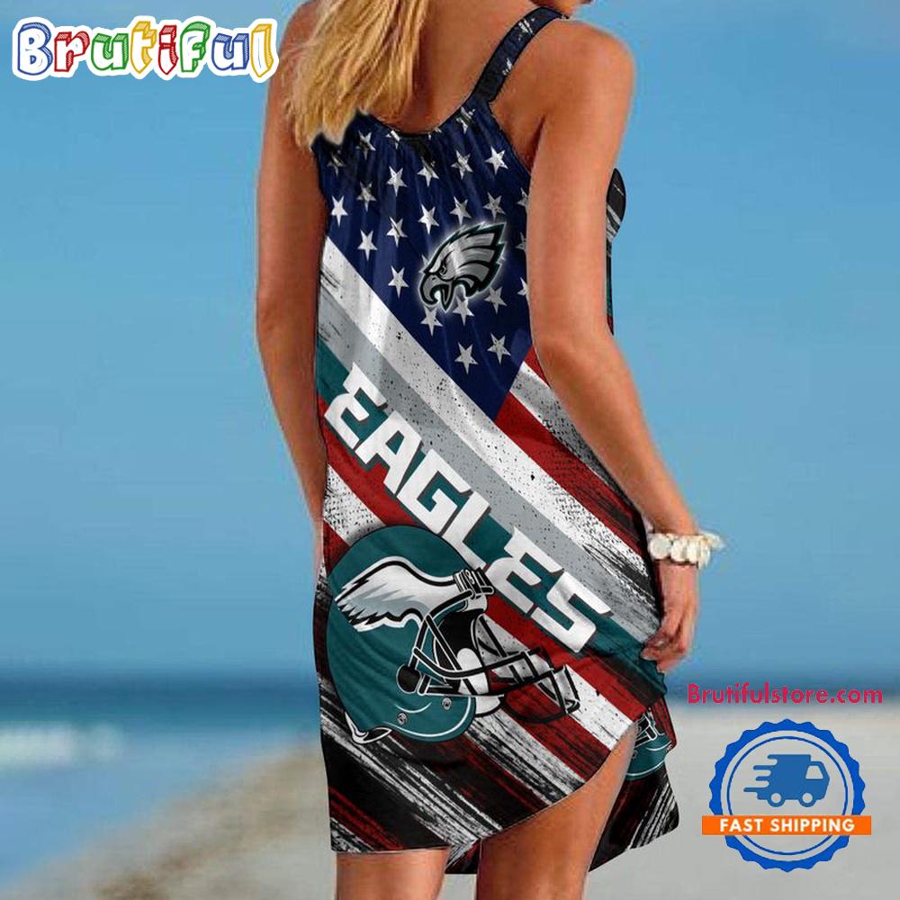 Philadelphia Eagles USA Independence Day Women's Summer Beach Sling Dress