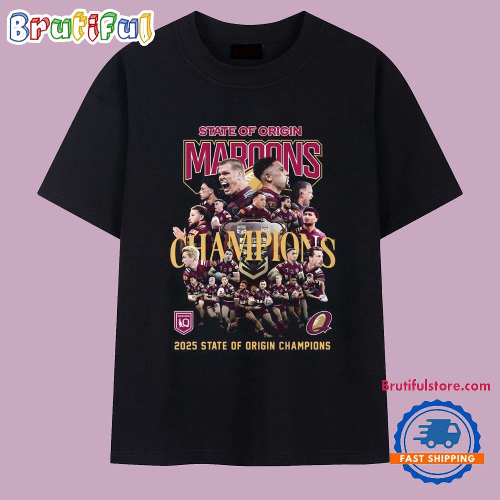 Queensland Maroons State Of Origin Champions 2025 Team Graphic T Shirt