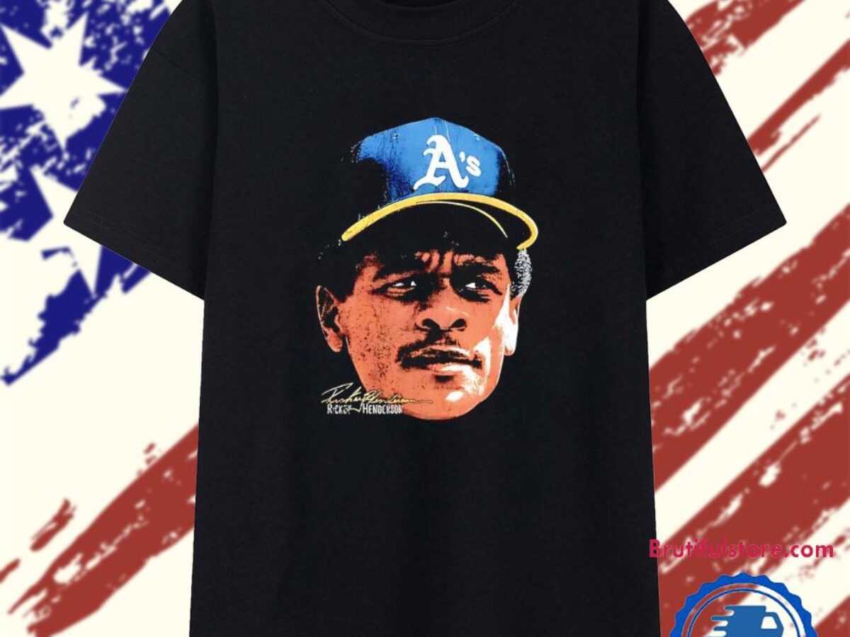 Rickey Henderson Player Oakland Athletics Big Head Signature T Shirt