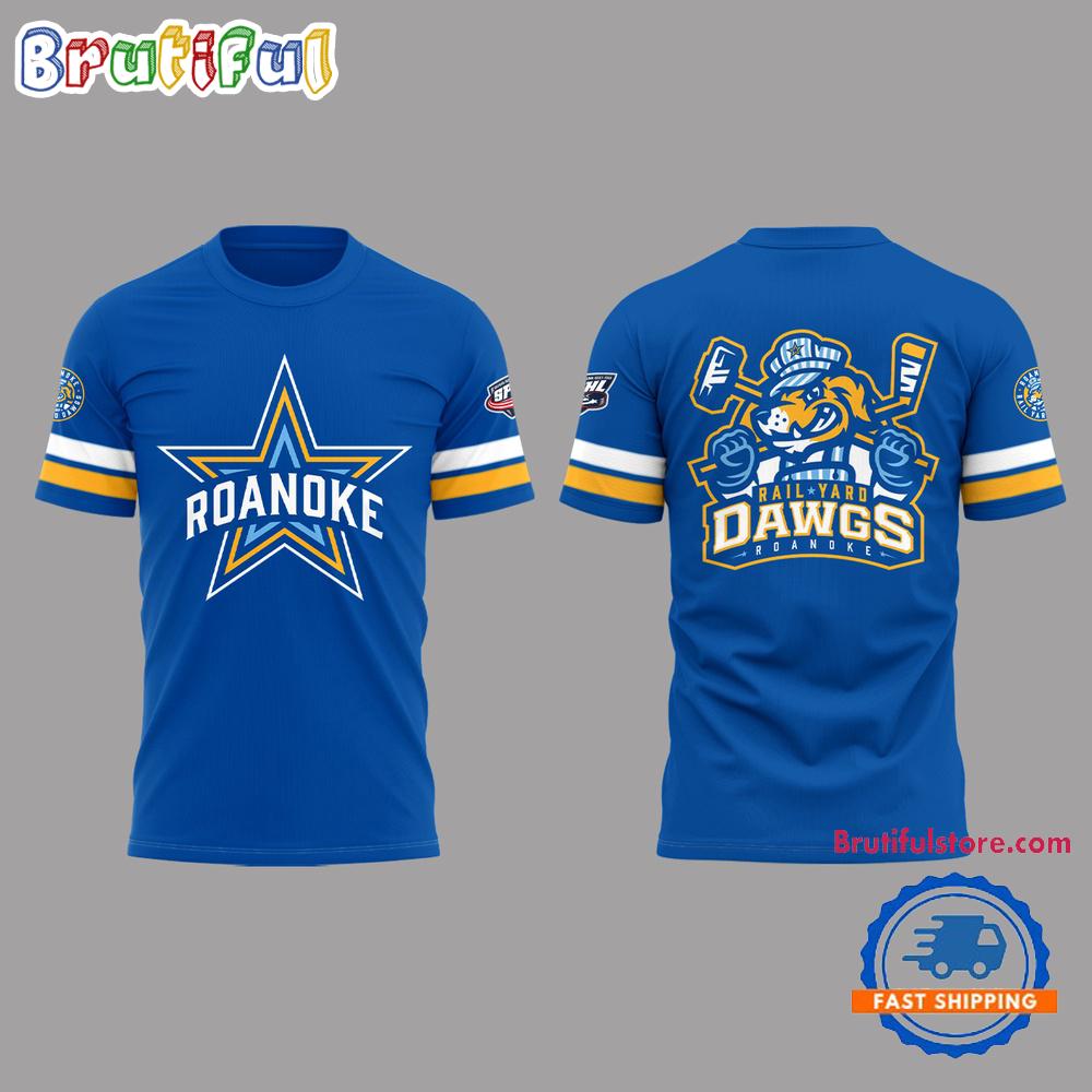 Roanoke Rail Yard Dawgs 2025 New Logo Blue 3D Shirt