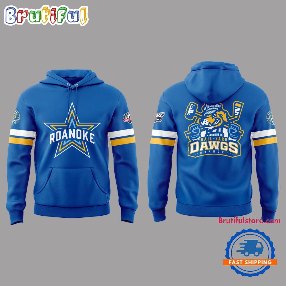 Roanoke Rail Yard Dawgs 2025 New Logo Blue Hoodie