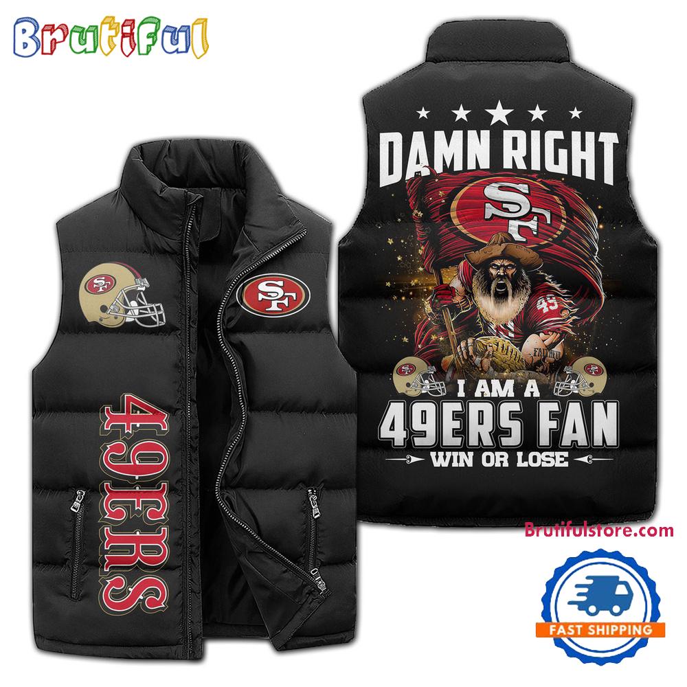 San Francisco 49ers Sporty Mascot Design Sleeveless Puffer Jacket
