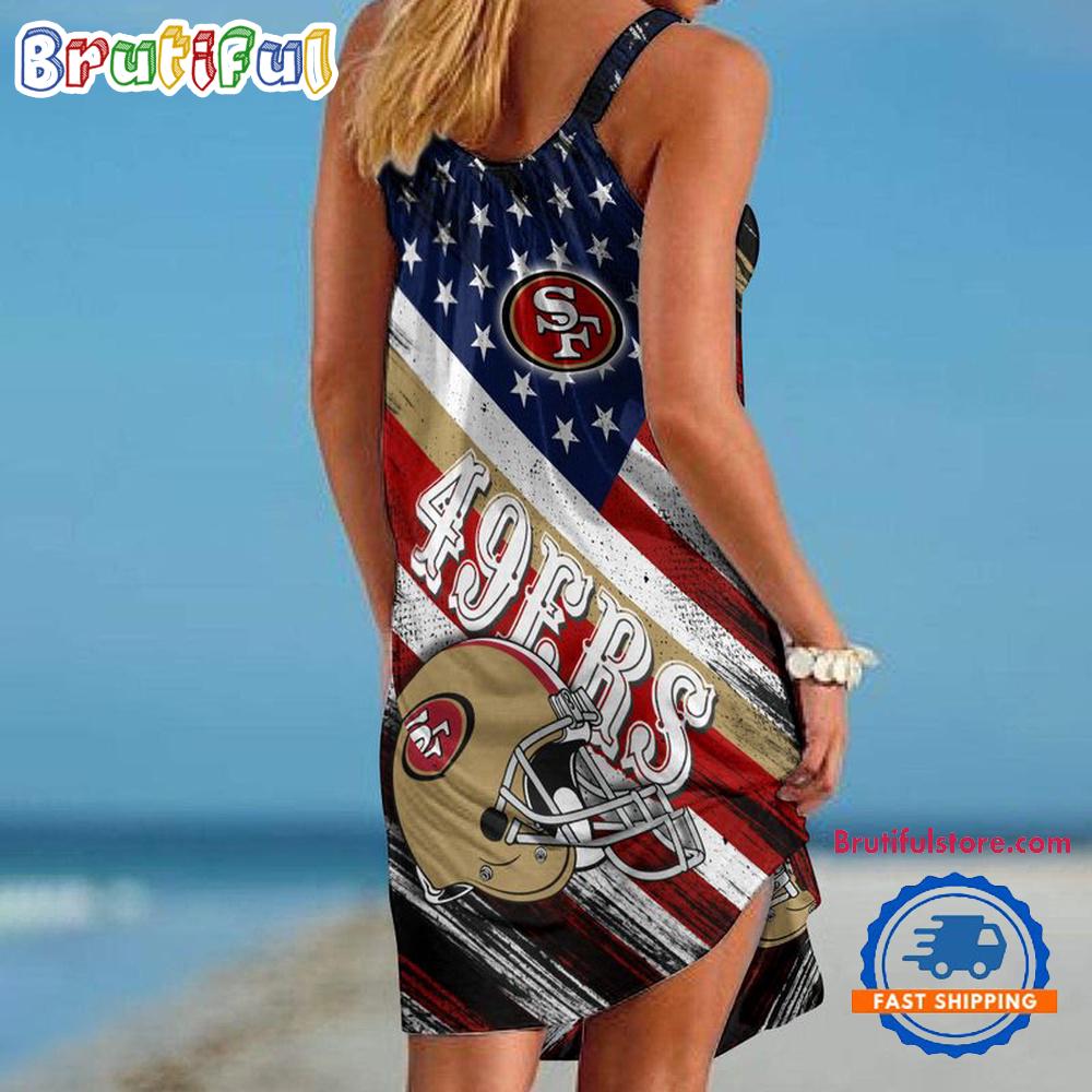 San Francisco 49ers USA Independence Day Women's Summer Beach Sling Dress
