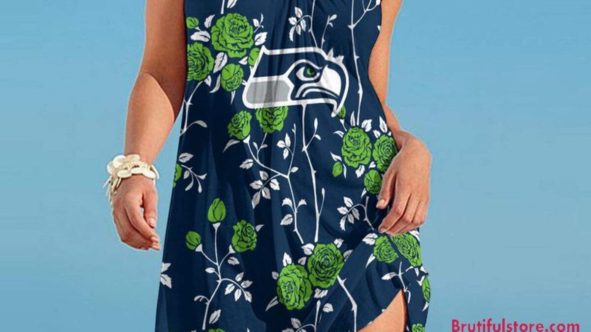 Seattle Seahawks Flower Women's Summer Beach Sling Dress