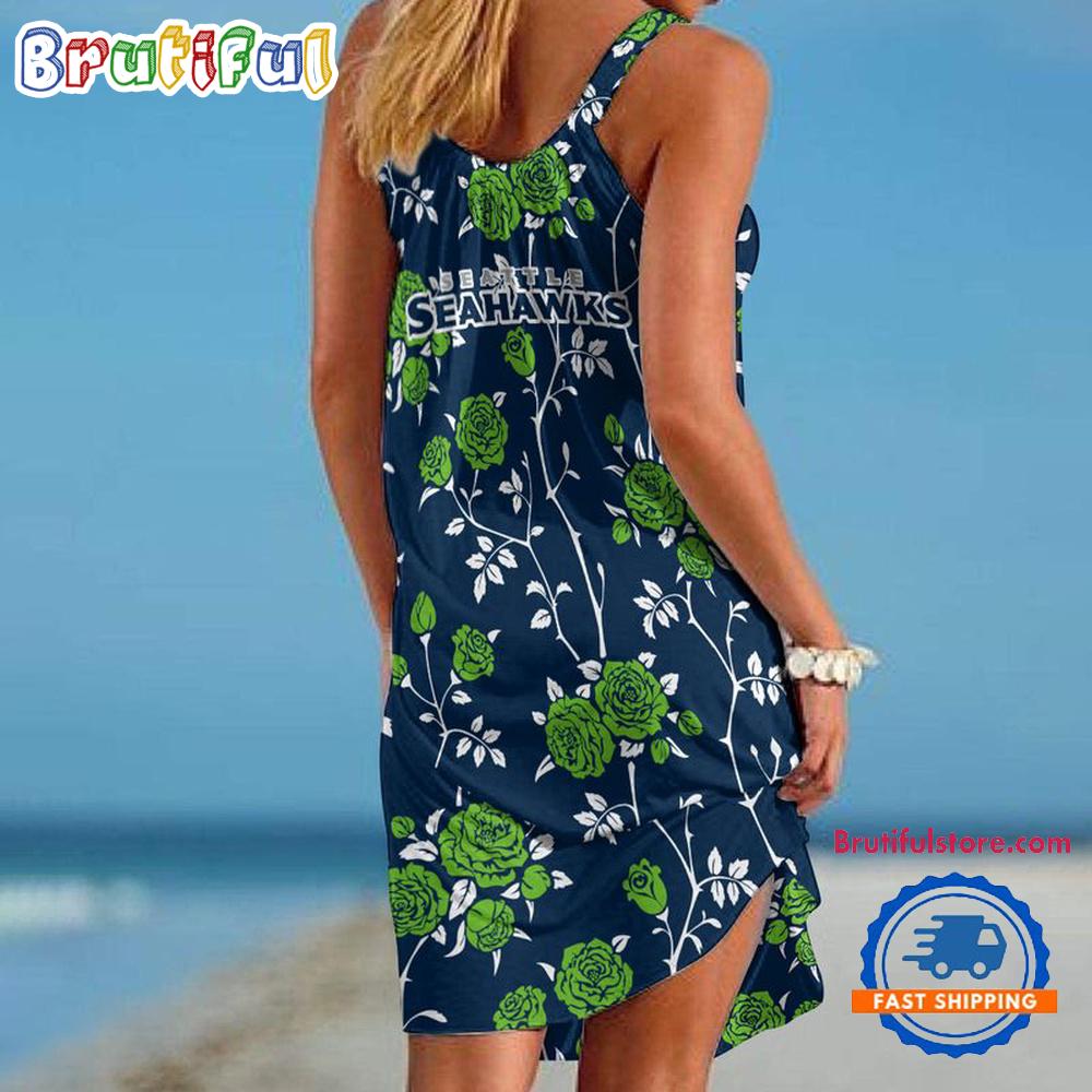 Seattle Seahawks Flower Women’s Summer Beach Sling Dress