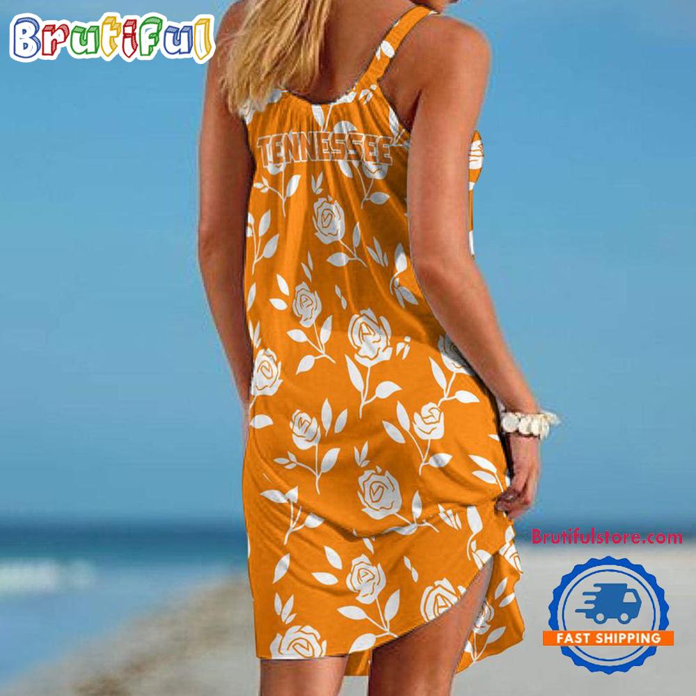 Tennessee Volunteers Rose Pattern Women’s Summer Beach Sling Dress