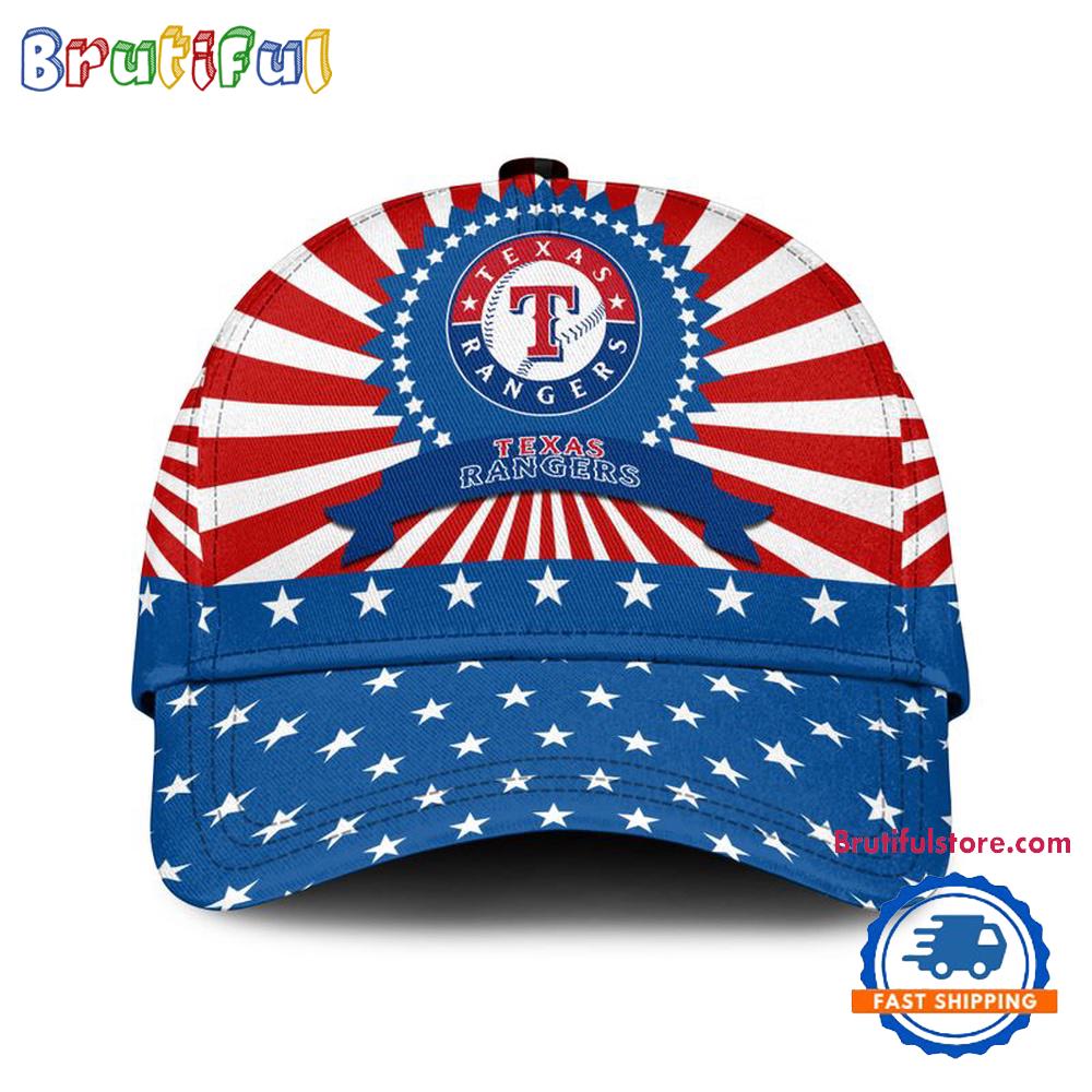 Texas Rangers American Flag Pattern Independence Day Baseball Cap