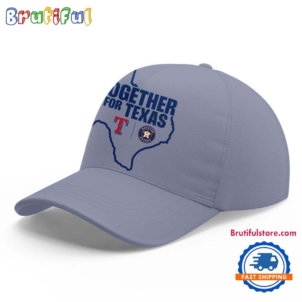 Together For Texas The Astros and Rangers 2025 Grey Baseball Cap