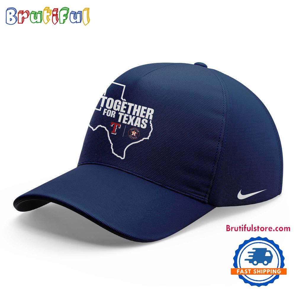 Together For Texas The Astros and Rangers 2025 Navy Baseball Cap