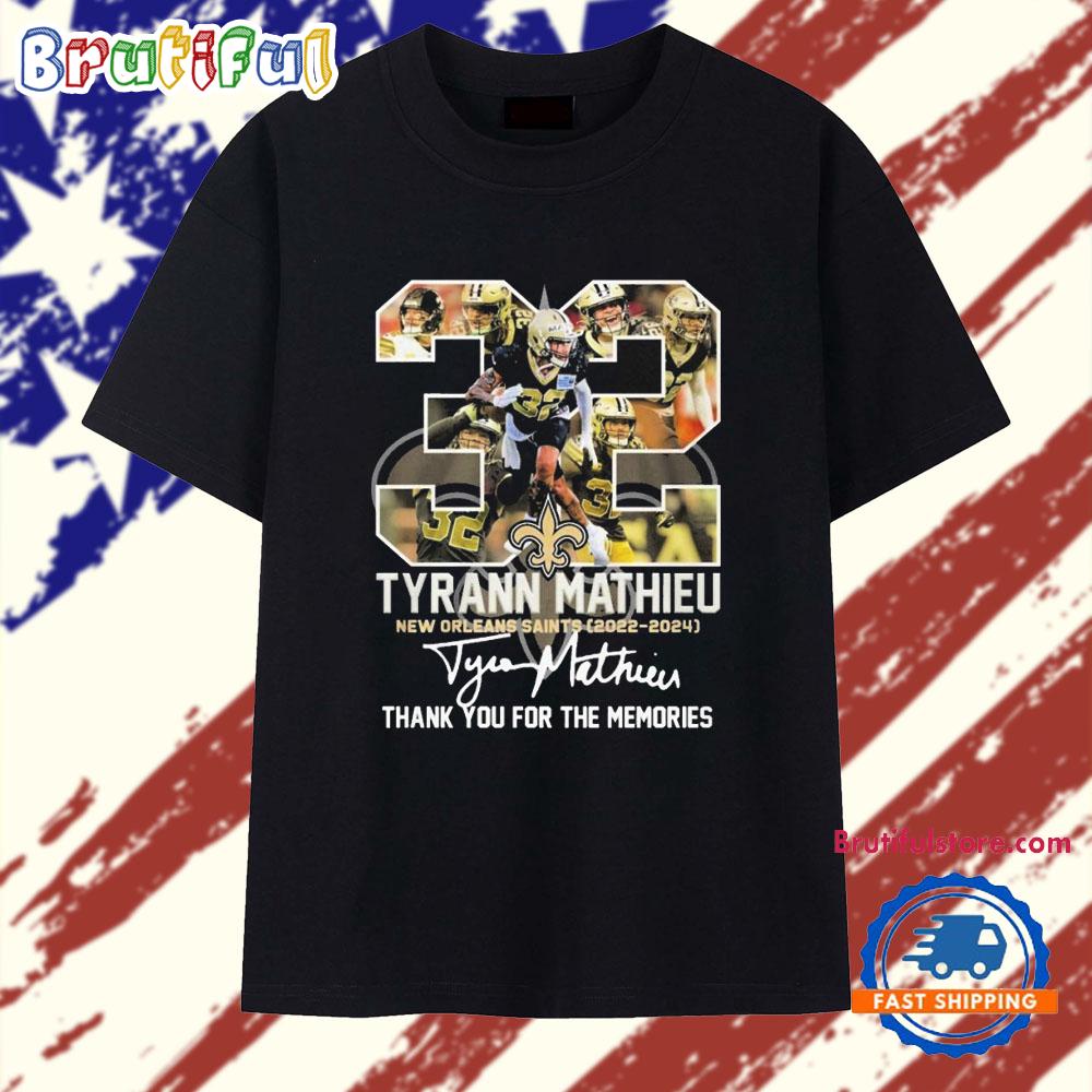 Tyrann Mathieu New Orleans Saints 2022-2024 Signature Thank You For The Memories T Shirt