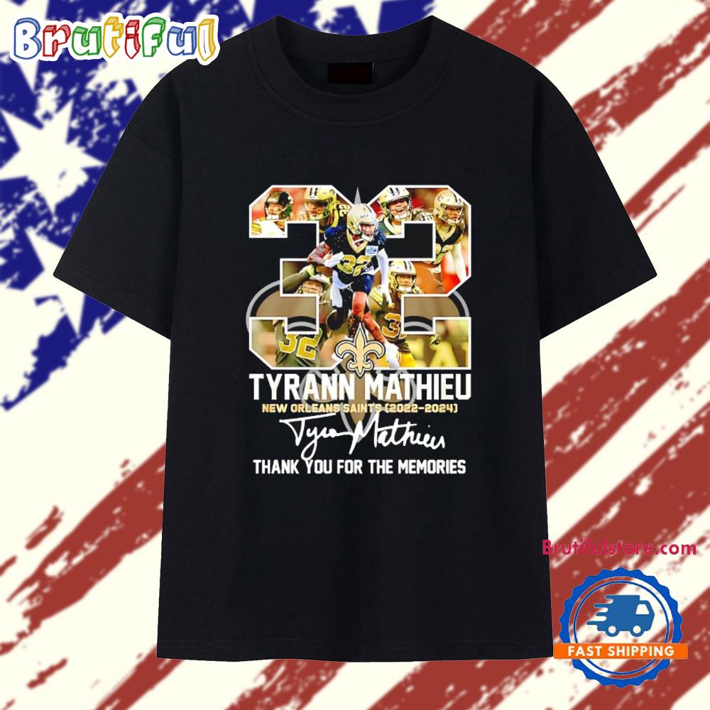Tyrann Mathieu New Orleans Saints 2022-2024 Thank You For The Memories Signature T Shirt