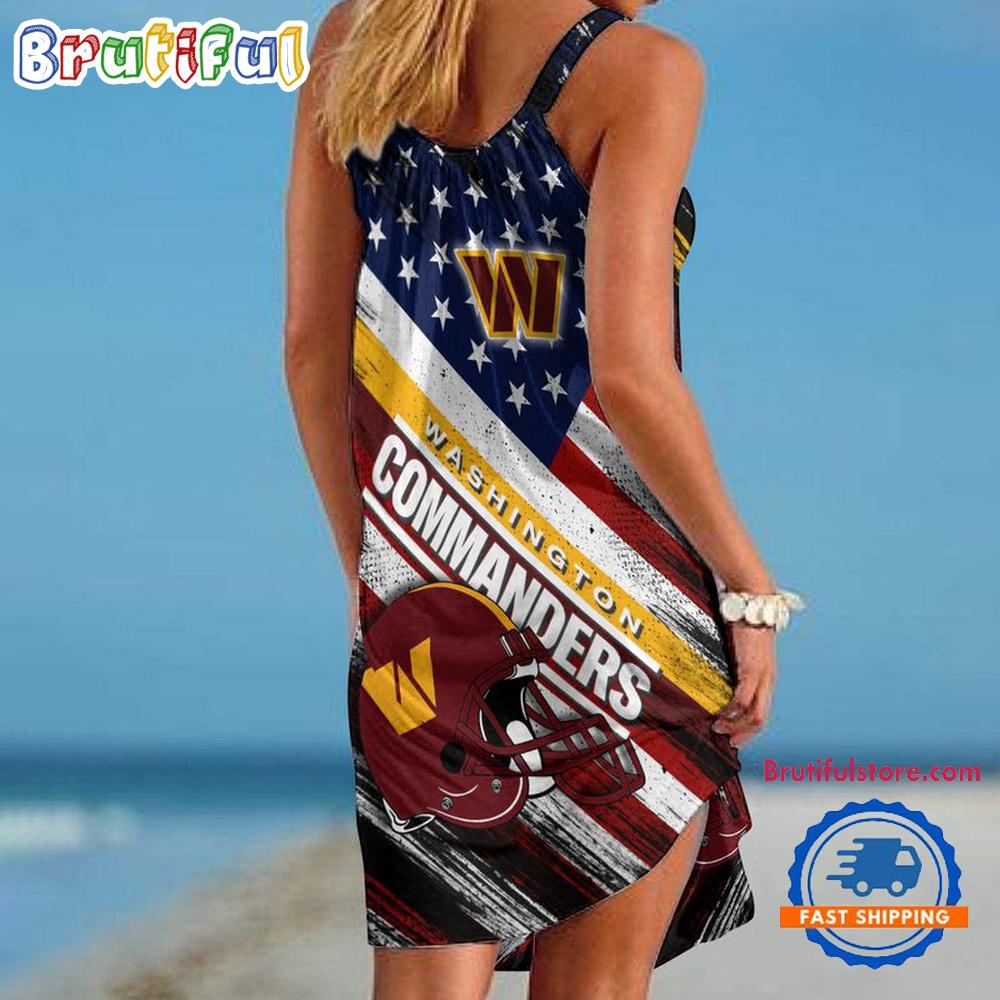 Washington Commanders USA Independence Day Women's Summer Beach Sling Dress