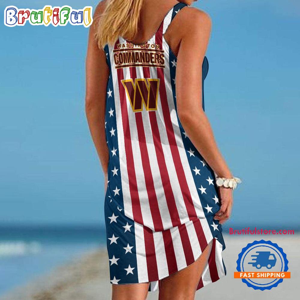 Washington Football Team In My Veins USA In My Heart Independence Day Women's Summer Beach Sling Dress