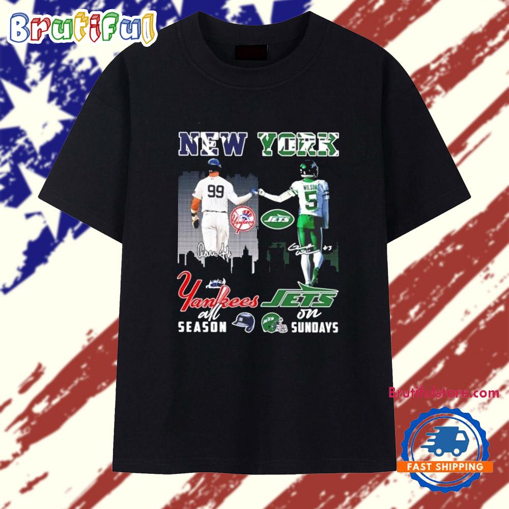 Aaron Judge and Zach Wilson Yankees all Season Jets on Sundays T Shirt