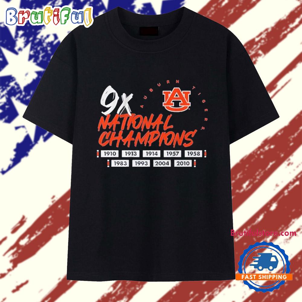 Auburn Football Nine Time 9x National Champions T Shirt