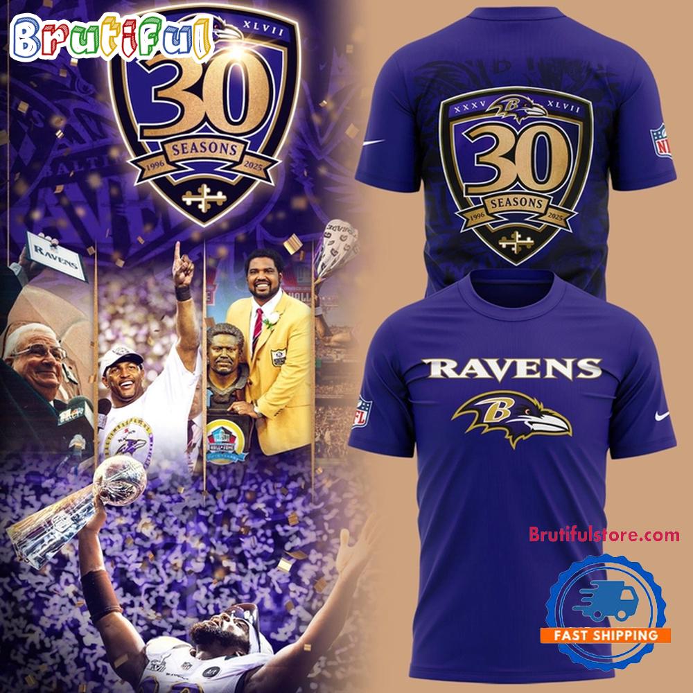 Baltimore Ravens 30 Season 1996 -2026 3D Shirt
