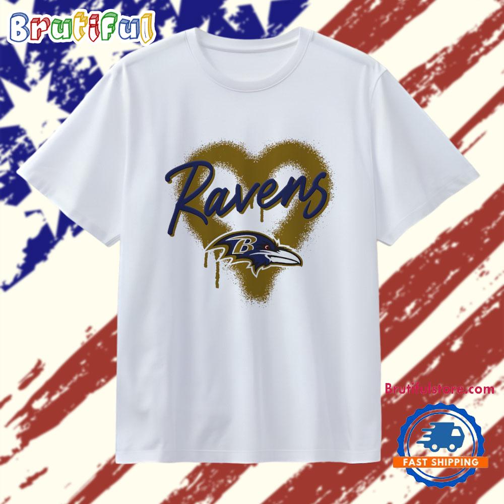 Baltimore Ravens Football Spray Heart T Shirt