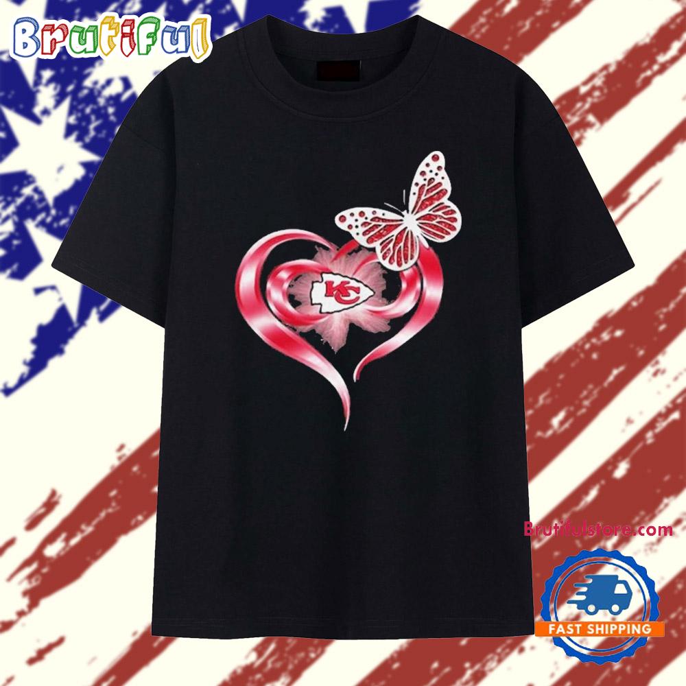Beautiful Butterfly Love Kansas City Chiefs Heart 1981 T Shirt