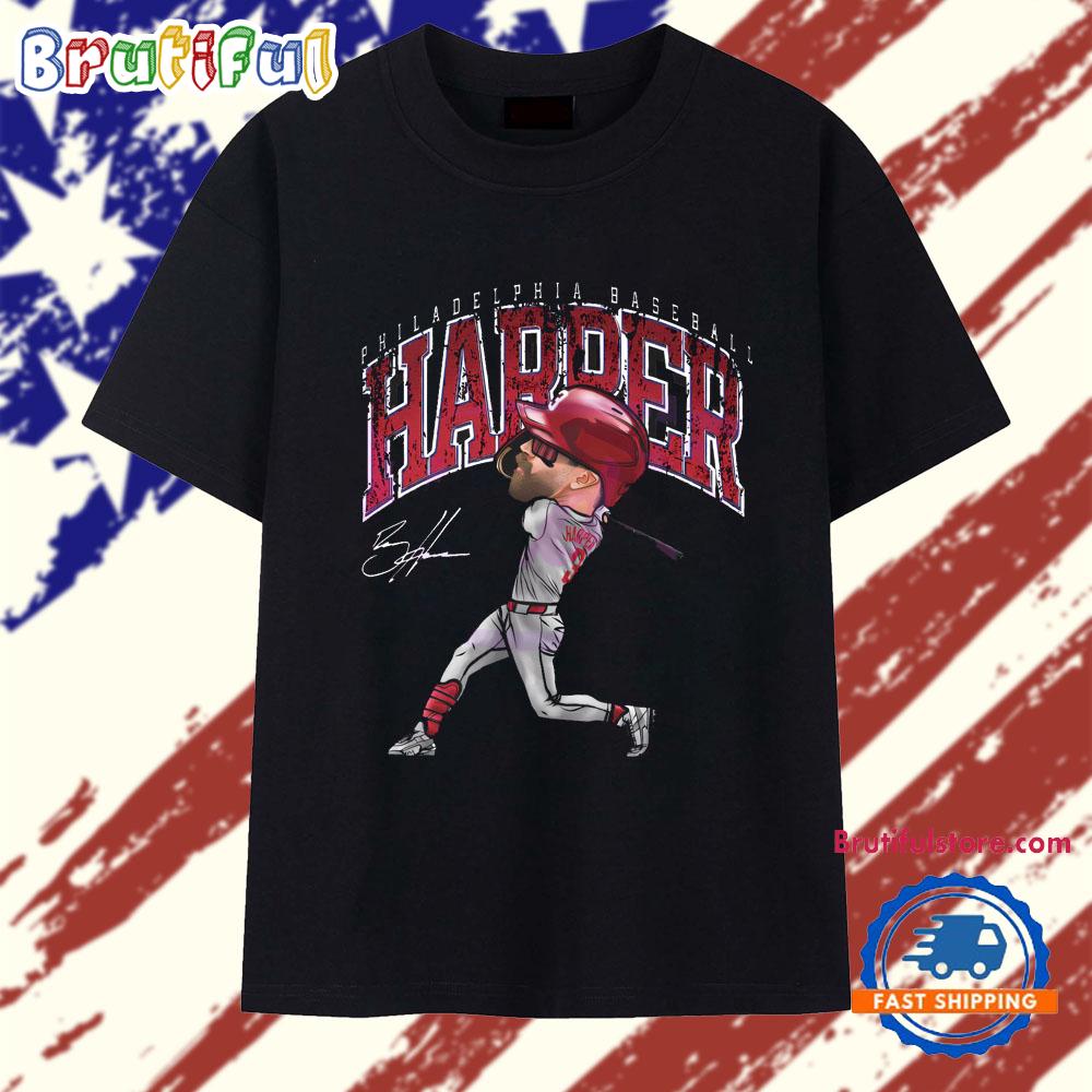 Bryce Harper Philadelphia Baseball Cartoon Caricature Batting Illustration T Shirt