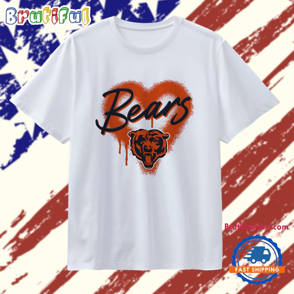 Chicago Bears Football Spray Heart T Shirt