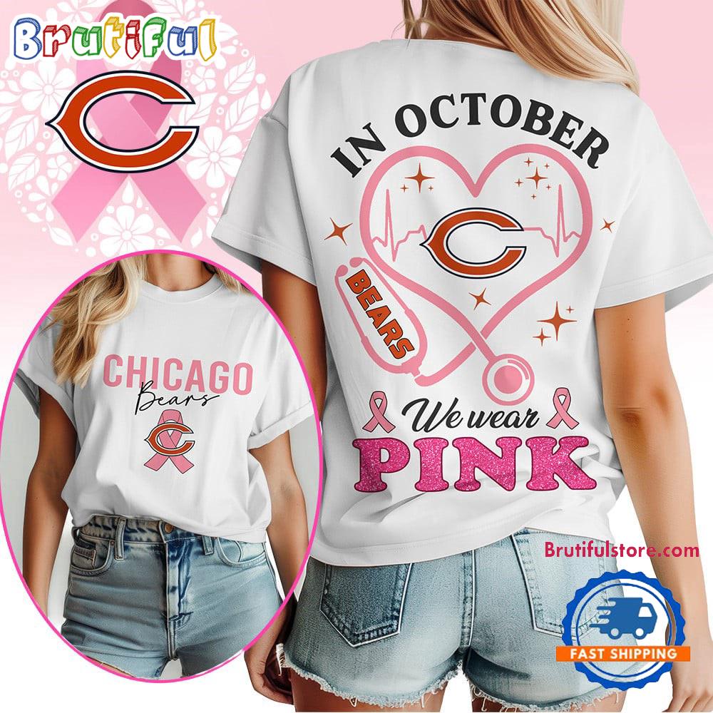 Chicago Bears In October We Wear Pink Vintage T Shirt