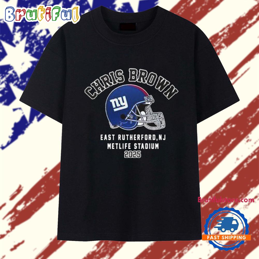 Chris Brown Breezy Bowl XX Tour 2025 Metlife Stadium New York Giants T Shirt