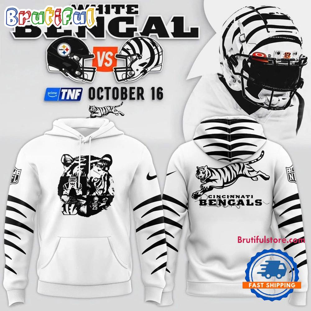 Cincinnati Bengals New Season 2025 White Hoodie