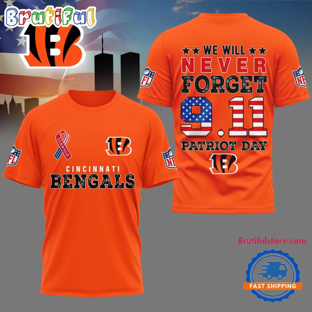 Cincinnati Bengals We Will Never Forget 9 11 Patriot Day 2025 Unisex 3D Shirt