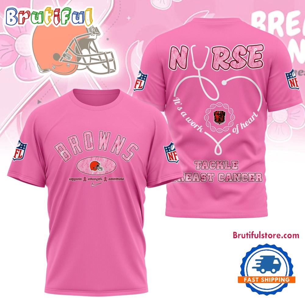 Cleveland Browns Nurse Breast Cancer Awareness Limited Ediition 3D Shirt