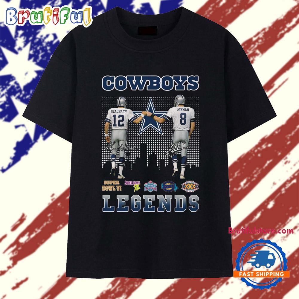 Dallas Cowboys Staubach Aikman Football Legends 2025 T Shirt