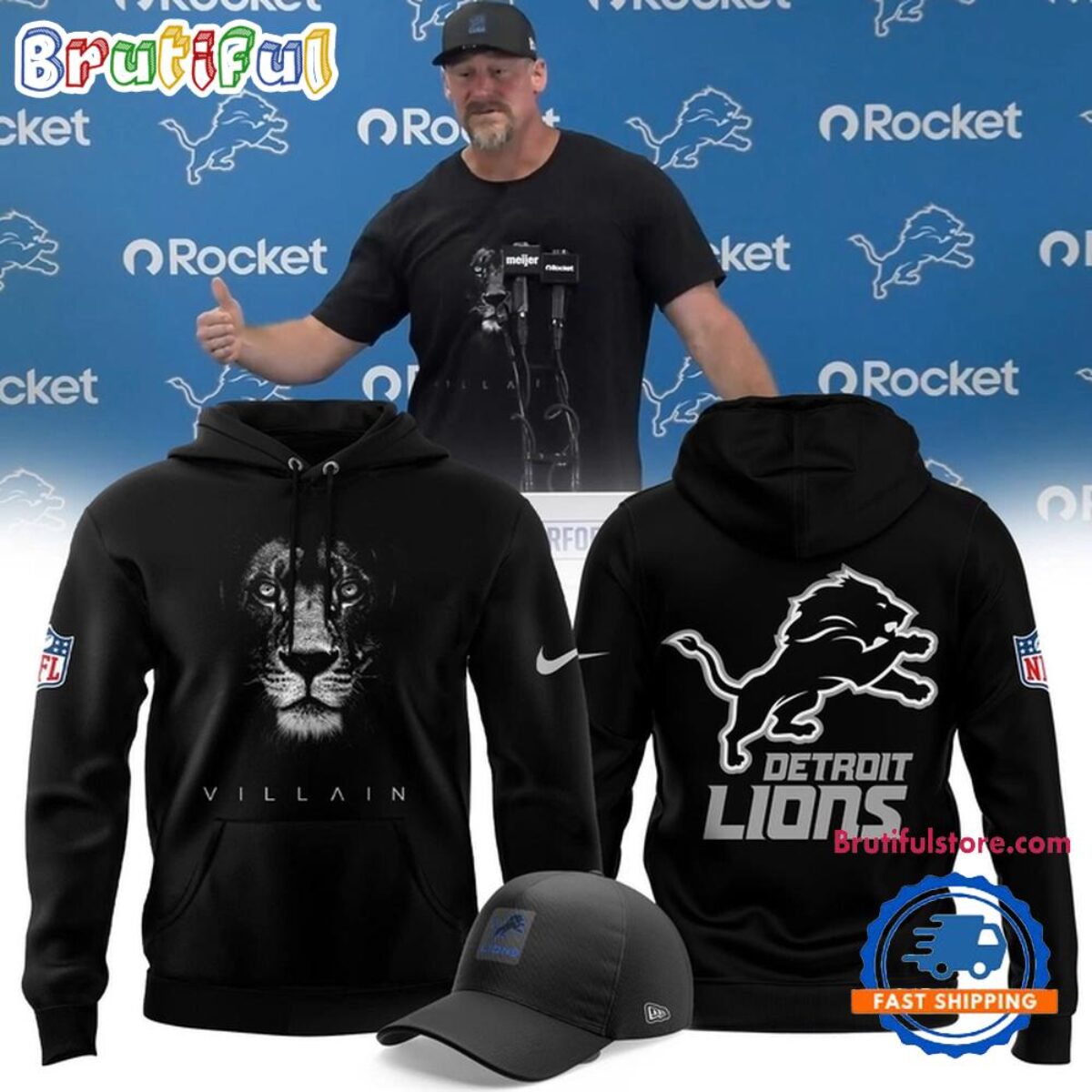 Dan Campbell Detroit Lions Villain 2025 Black Hoodie