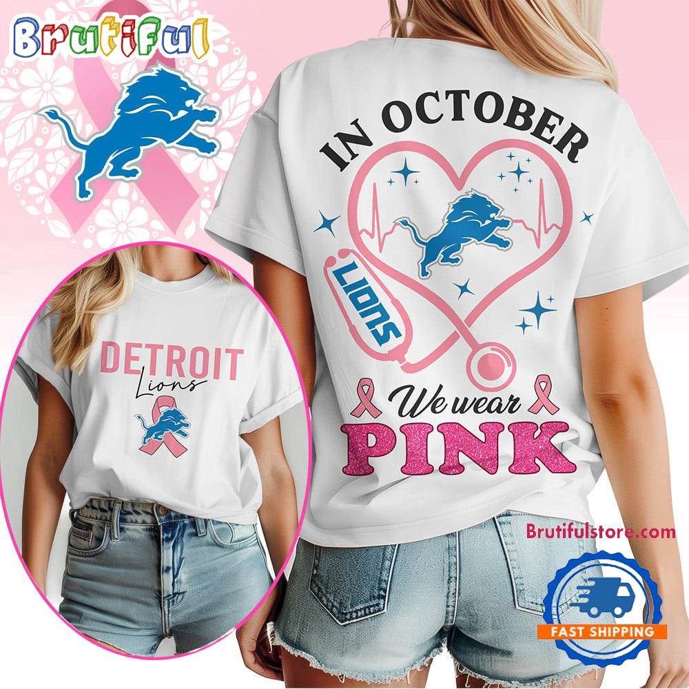 Detroit Lions In October We Wear Pink Vintage T Shirt