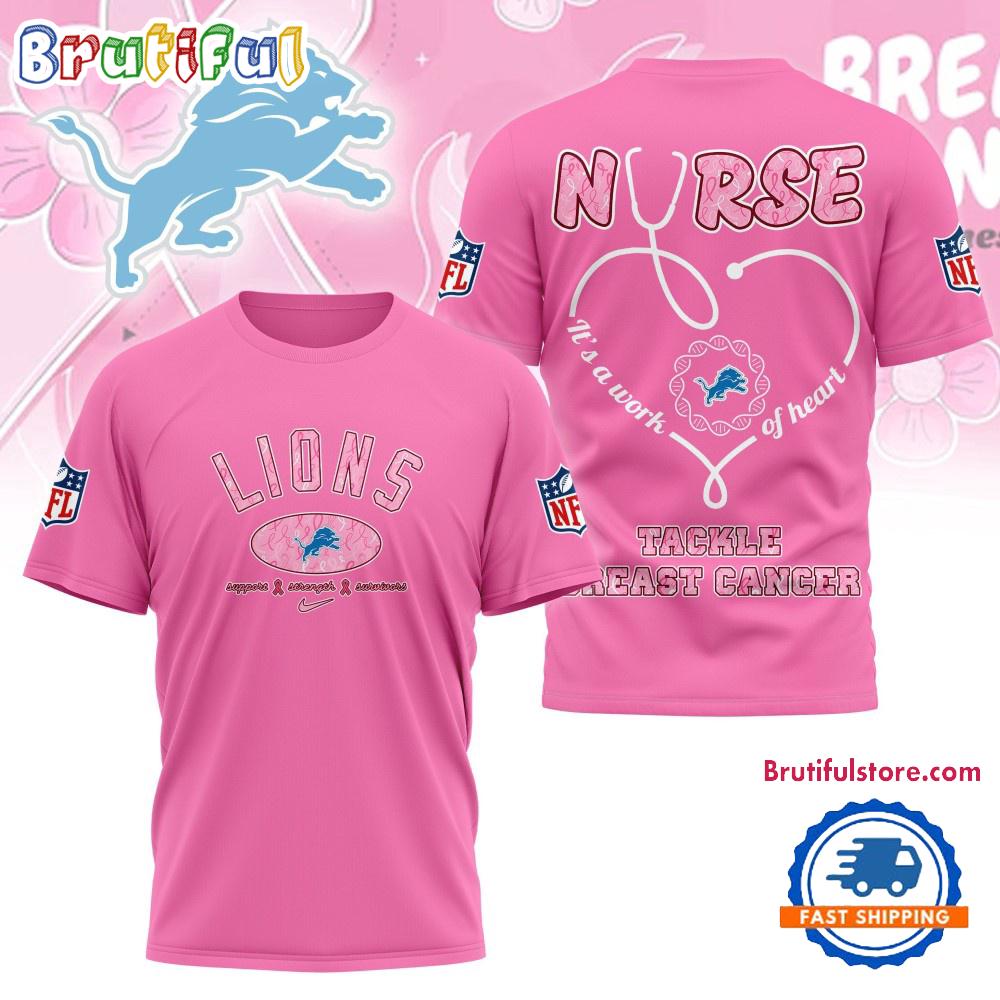 Detroit Lions Nurse Breast Cancer Awareness Limited Ediition 3D Shirt