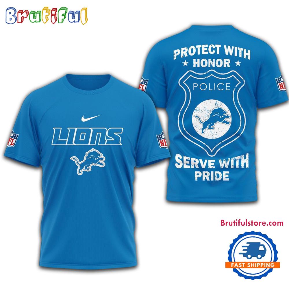 Detroit Lions Protech With Honor Police Serve With Pride 3D Shirt