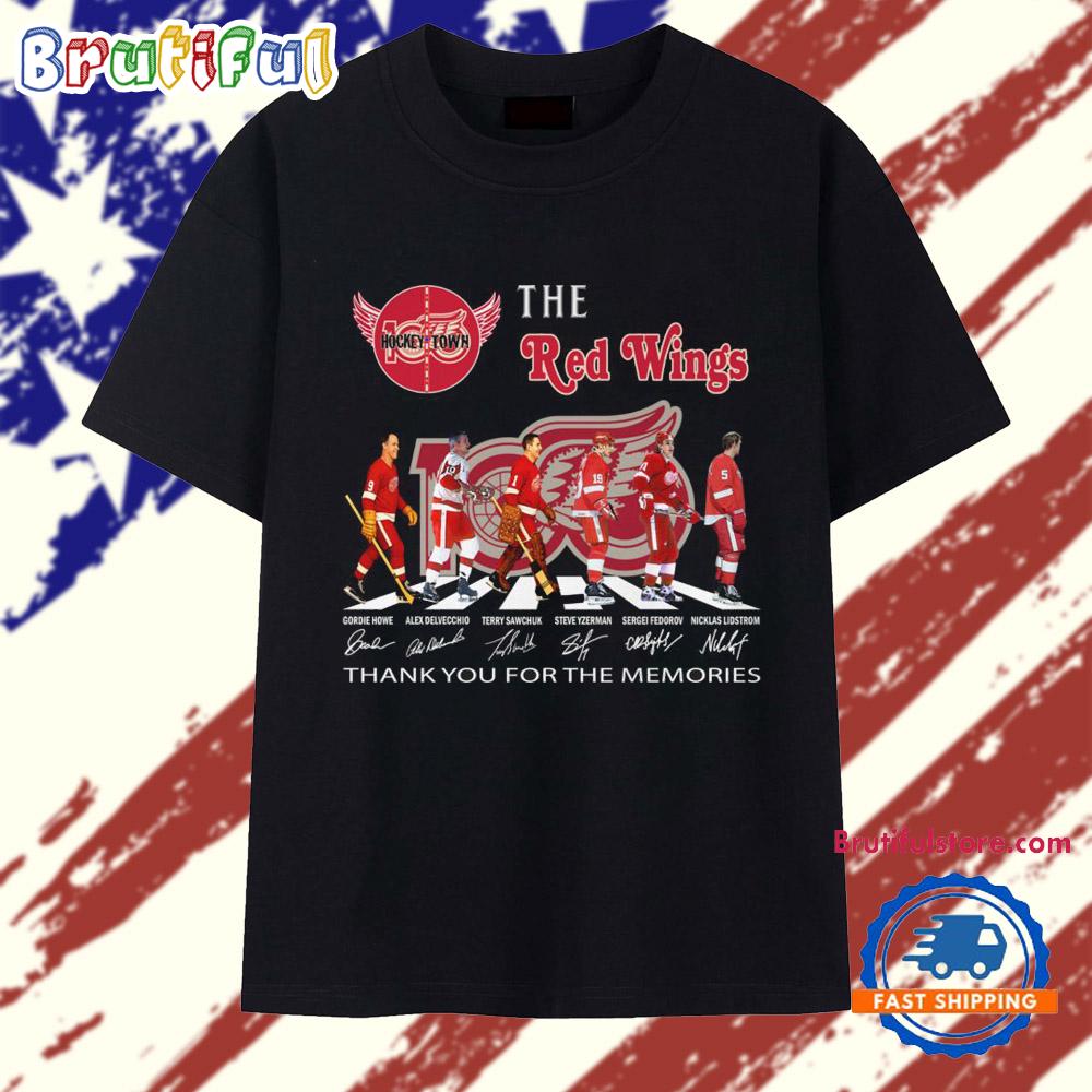 Detroit Red Wings Hockey Town 100 Years Thank You For The Memories T Shirt