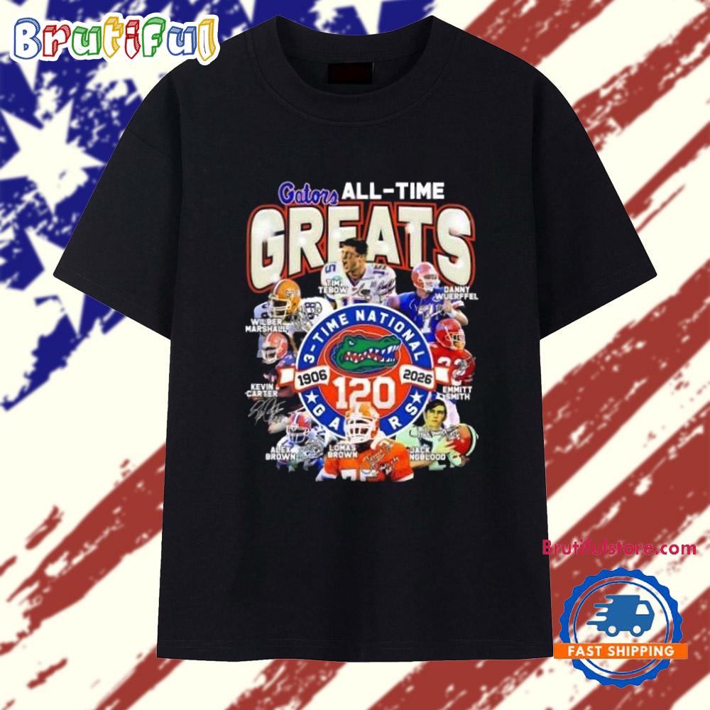Florida Gators all-time 120 seasons greats 3-time National Champions T Shirt