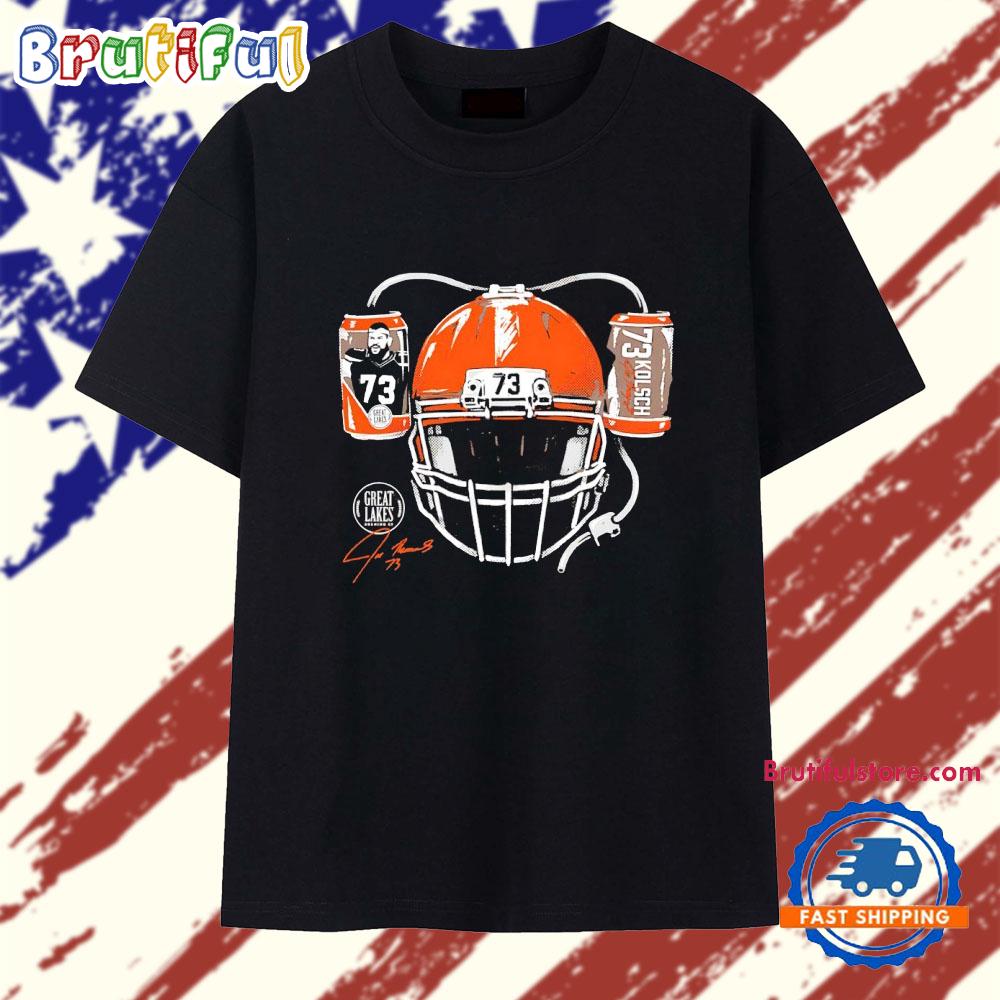GLBC X Joe Thomas #73 Cleveland Browns Kolsch Helmet Signature T Shirt
