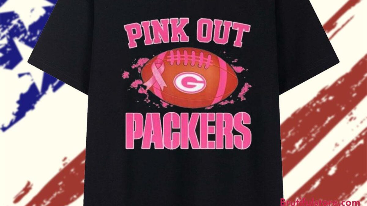 Green Bay Packers Pink Out Logo 2025 Vintage T Shirt, image size:1200x675