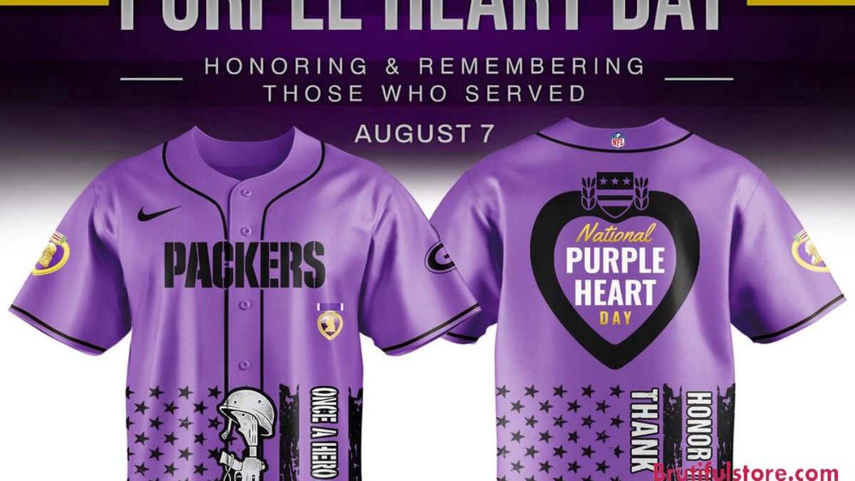 Green Bay Packers Purple Heart Day Limited Edition Baseball Jersey