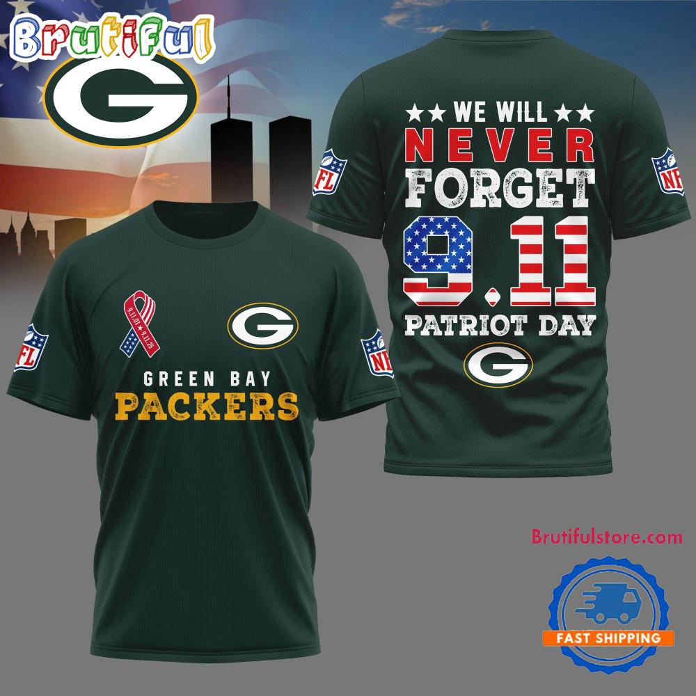 Green Bay Packers We Will Never Forget 9 11 Patriot Day 2025 Unisex 3D Shirt