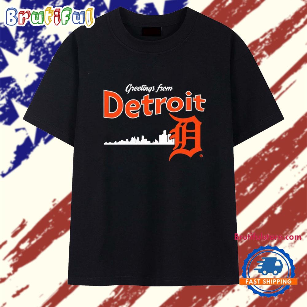Greetings from Detroit Tigers Skyline T Shirt