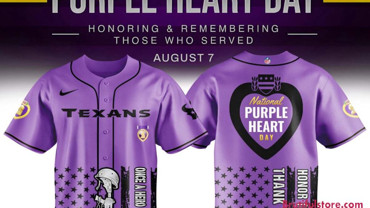 Houston Texans Purple Heart Day Limited Edition Baseball Jersey