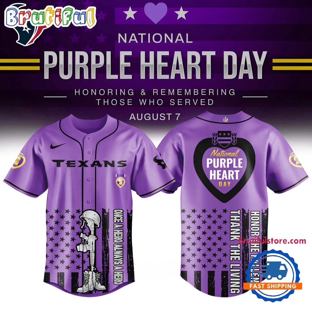 Houston Texans Purple Heart Day Limited Edition Baseball Jersey
