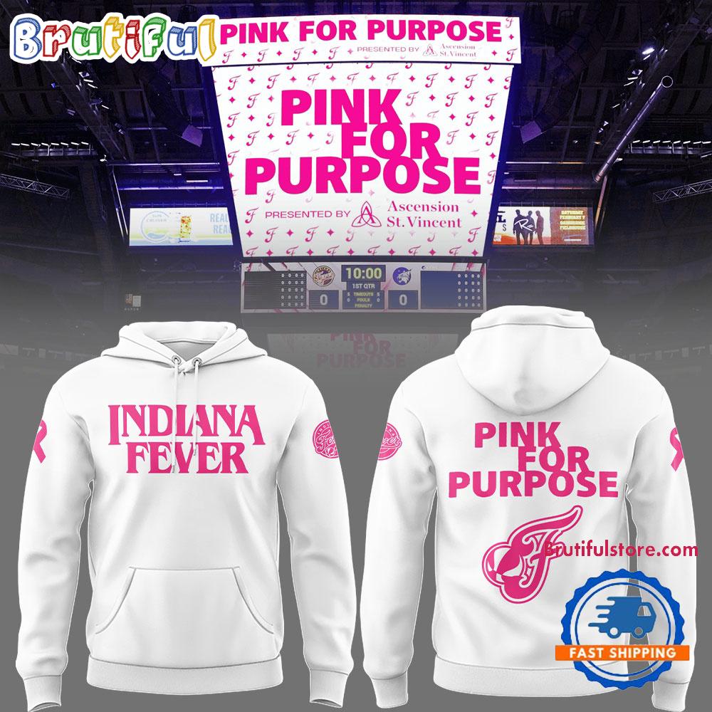 Indiana Fever Pink for Purpose 2025 White Hoodie