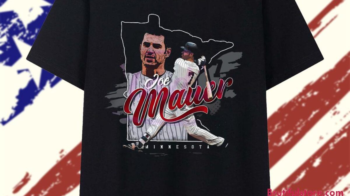 Joe Mauer Minnesota Twins State Silhouette Vintage Baseball T Shirt