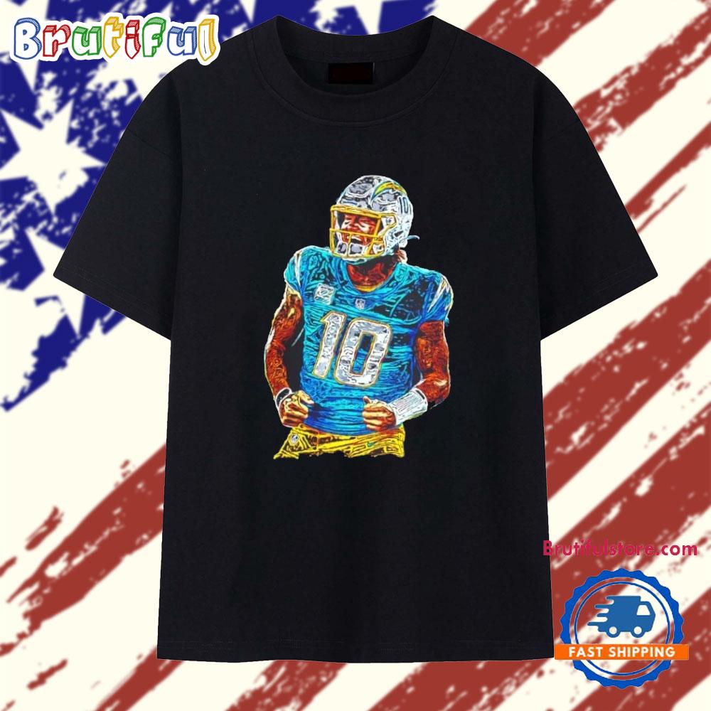 Justin Herbert Los Angeles Chargers No 10 Paint T Shirt