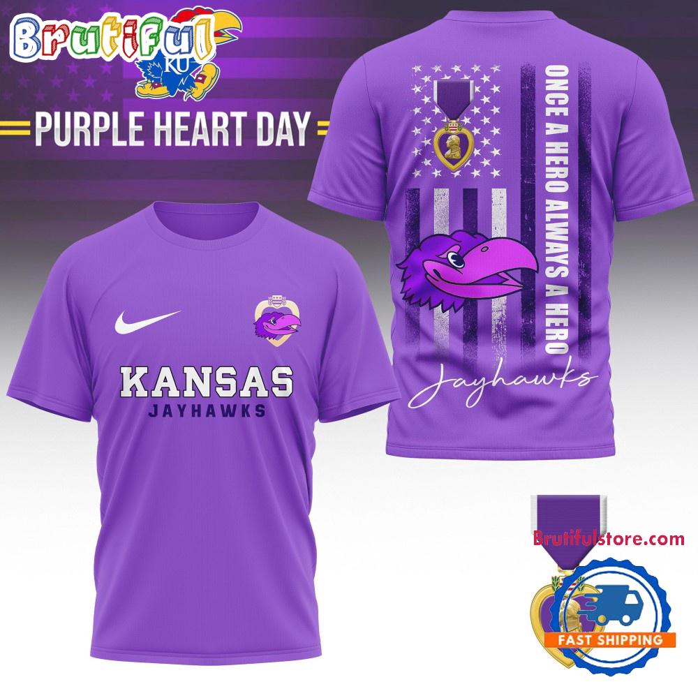 Kansas Jayhawks NCAA National Purple Heart Day Unisex 3D Shirt