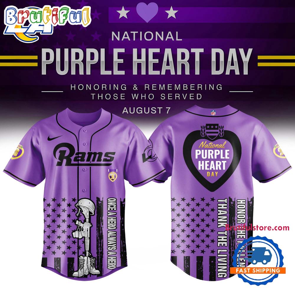 Los Angeles Rams Purple Heart Day Limited Edition Baseball Jersey