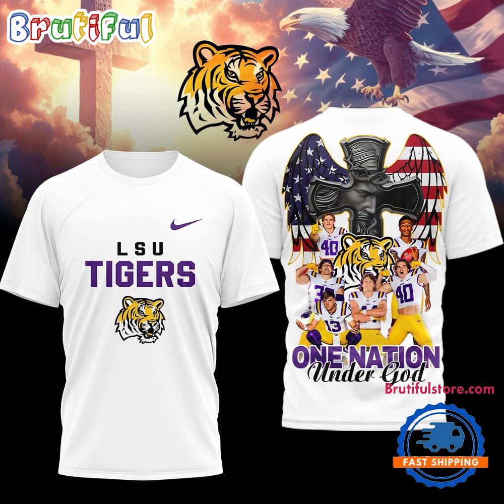 LSU Tigers NCAA Graphic Player One Nation Under God 3D Shirt